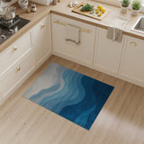 Coastal Beach Serene Blue Waves Coastal Area Rug