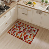 Whimsical Red Mushroom Autumn Leaves Rug