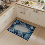 Blue and Teal Navy Blue Coral Reef Fish Area Rug