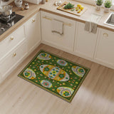 Vibrant Green Easter Egg Floral Area Rug