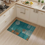 Abstract Teal Geometric Abstract Area Rug