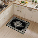 Ornate Black White Floral Medallion Black and White Area Rug