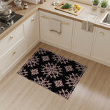Ornate Pink Floral Medallion Black Area Rug