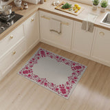 Pink Pink Rose Vine Border Area Rug