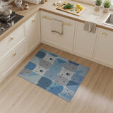 Adorable Blue Polar Bear Kids Cartoon Rug