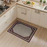 Intricate Ivory Maze Area Rug with Ornate Maroon Border