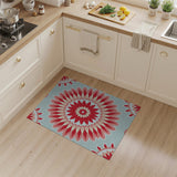Vibrant Red Mandala Floral Area Rug
