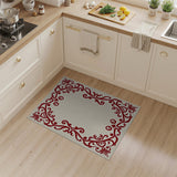 Red Elegant Red Floral Border Area Rug