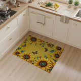 ODIKA Sunflower Vintage Yellow Washable Area Rug - Low Pile Non-Slip Carpet