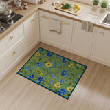 Vibrant Blue Yellow Floral Teal Green Area Rug