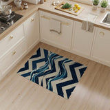 Navy Zigzag Ocean Waves Area Rug