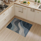 Abstract Wavy Layers Blue Area Rug