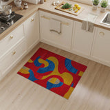 Bold Abstract Geometric Area Rug in Red Blue Yellow