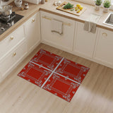 Ornate Red Persian Rug with White Borders