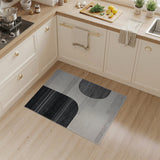 Black and White Abstract Black White Geometric Area Rug