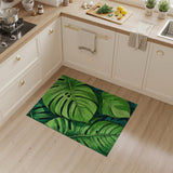 Boho Chic Green Lush Monstera Leaf Green Area Rug
