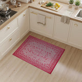 Pink Leopard Print Area Rug with Ornate Border
