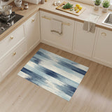 Blue and Teal Blue Teal Distressed Striped Area Rug