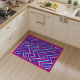 Vibrant Pink Blue Zigzag Geometric Area Rug