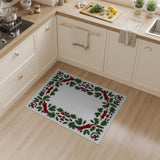 Festive Christmas Holly Wreath Border Rug
