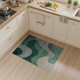 Green Abstract Green Wave Area Rug
