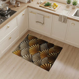 Gold Layered Fan Geometric Area Rug