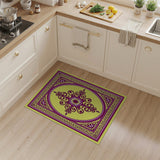 Purple Ornate Medallion Yellow Persian Area Rug