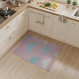 Whimsical Pink Clouds Kids Cartoon Area Rug