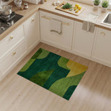 Vibrant Green Curved Geometric Area Rug