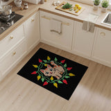 Cute Cartoon Kitten with Festive Lights Area Rug