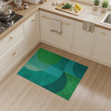 Teal Green Overlapping Circles Geometric Area Rug