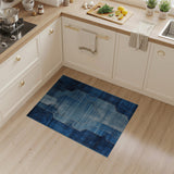 Navy Teal Geometric Abstract Area Rug