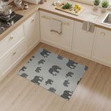 Playful Grey Elephant Pattern Area Rug