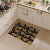 Distressed Black Vine Arches Beige Area Rug
