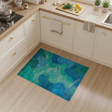 Blue and Teal Abstract Area Teal Blue Abstract Wave Area Rug