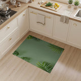 Textured Sage Green Monstera Palm Area Rug