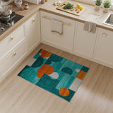 Multi-color and Patterns Teal Orange Geometric Abstract Area Rug