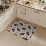 Brown Fern Frond Twig Pattern Area Rug