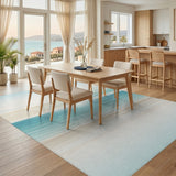 Blue and Teal Blue Teal Coastal Waves Area Rug