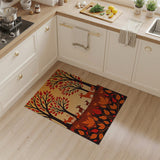 Red Autumn Deer Family Woodland Rug