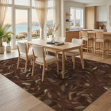 Brown Abstract Swirl Area Rug