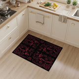Gothic Red Skulls and Roses Area Rug