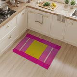 Vibrant Pink Framed Yellow Geometric Area Rug