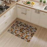 ODIKA Playful Ginger Cat Pattern Washable Area Rug - Low Pile & Non-Slip