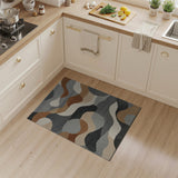 Wavy Grey Abstract Area Rug