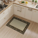 Beige Greek Key Border Geometric Modern Area Rug