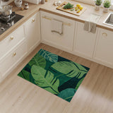 Abstract Area Lush Green Monstera Leaf Area Rug