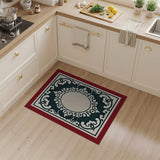 Ornate Red Border Ivory Area Rug