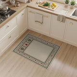 Vintage Poinsettia Christmas Border Area Rug