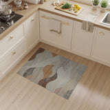 Abstract Layered Wave Brown Tan Area Rug